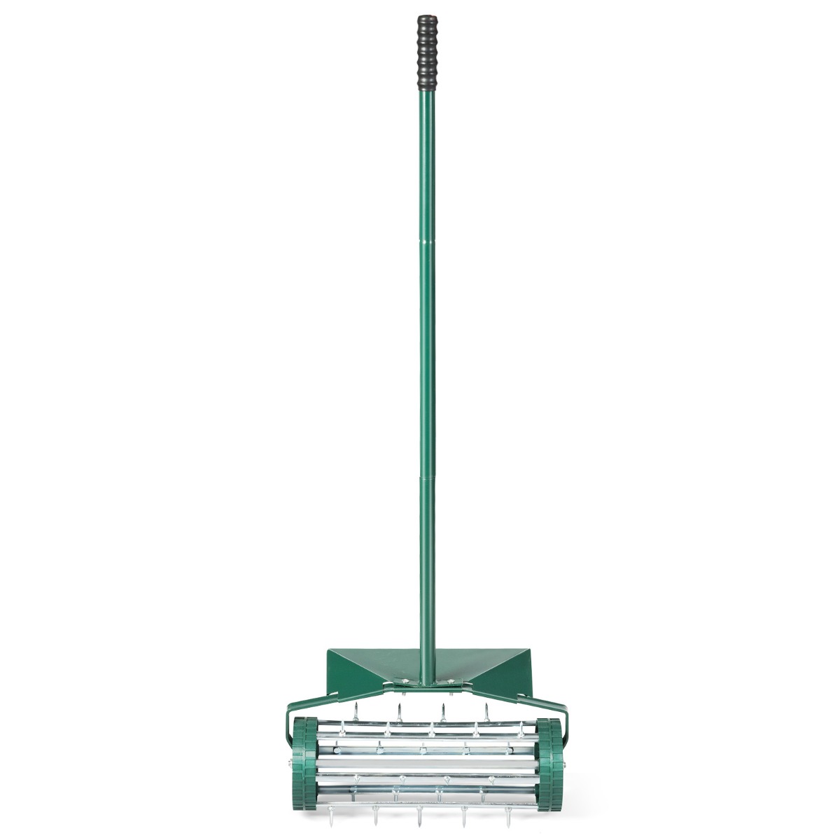 Costway Rodillo Aireador de Césped Enrollable de 46 cm Aireación con Púas Giratorio Escudo Protector Aireación de Suelo Pesada para Jardín Patio