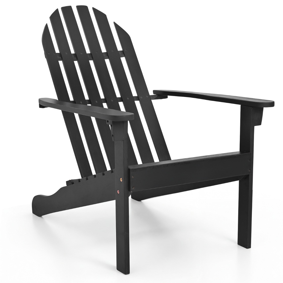 Costway Silla Adirondack de Madera de Acacia con Asiento Inclinado y Respaldo Alto Ergonómica Listones para Porche Jardín Piscina Negro