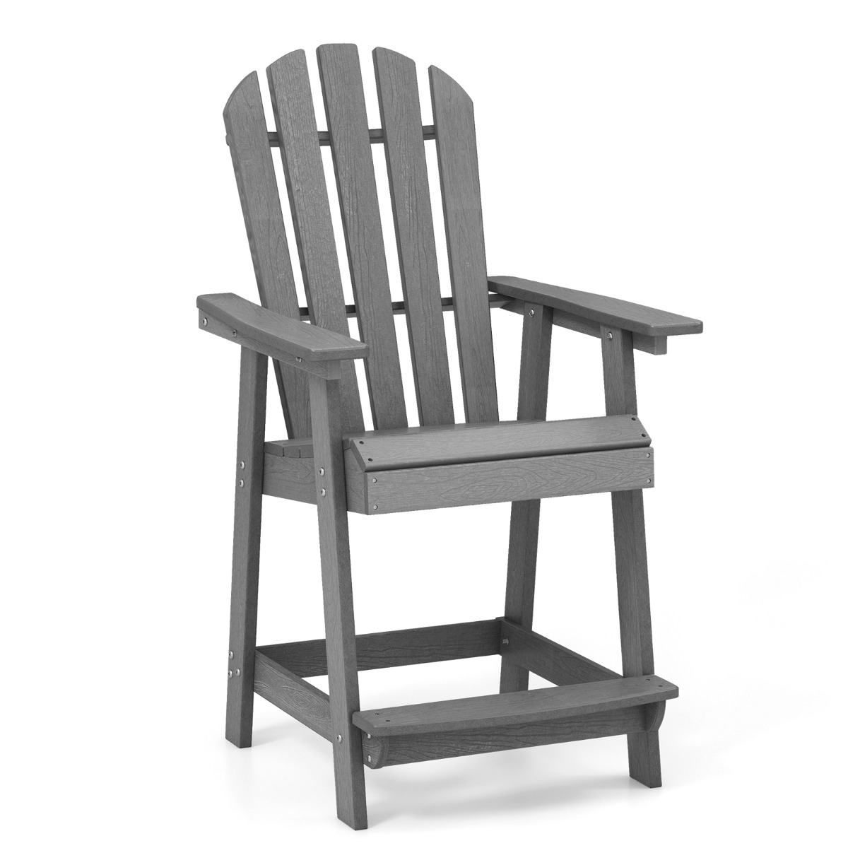 Costway Silla de Patio de HDPE con Reposabrazos Reposapiés Silla Alta Adirondack Taburete de Bar Alta para Jardín Piscina 70 x 85 x 119 cm