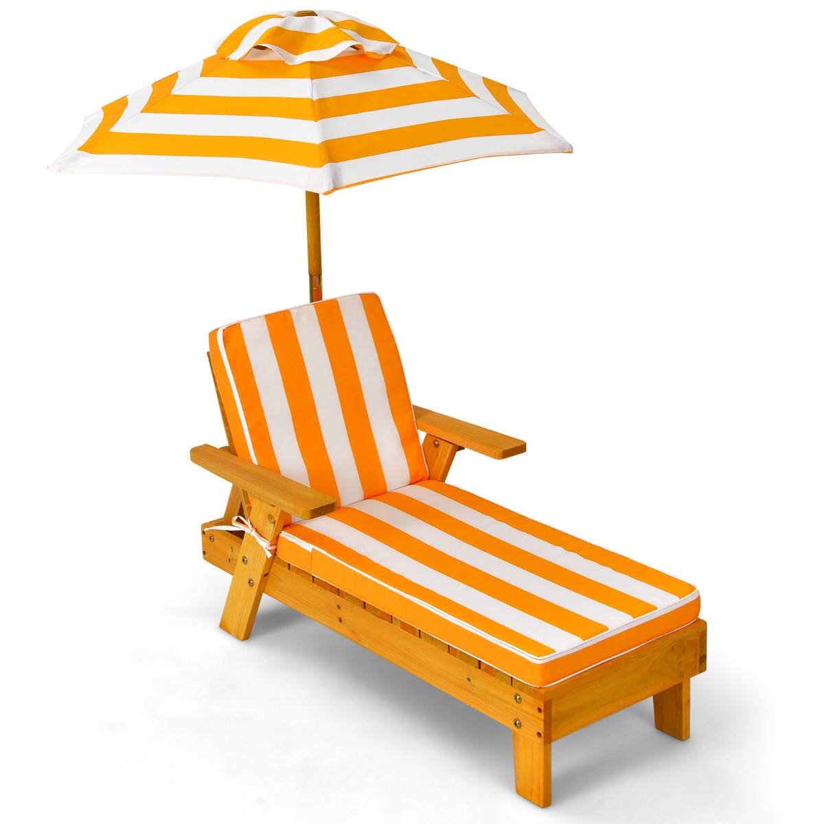 Costway Sillón Reclinable de Exterior para Niños con Sombrilla Desmontable y Regulable en Tensión para Patio 92 x 49 x 106 cm