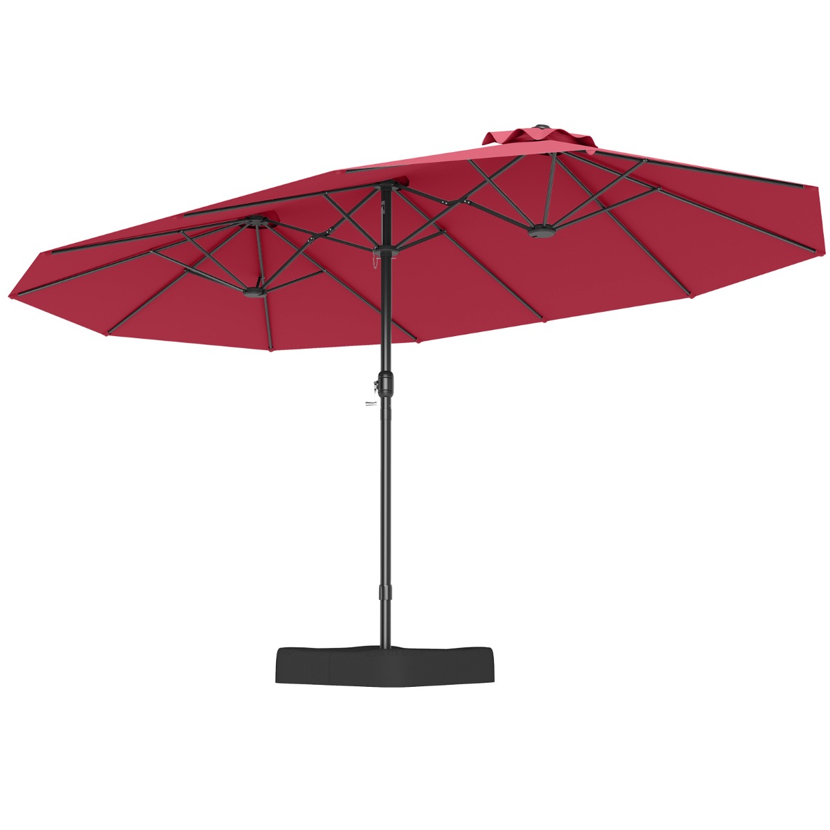 Costway Sombrilla Grande Doble con Base Parasol Exterior Rectangular con Manivela 470 x 285 x 261 cm