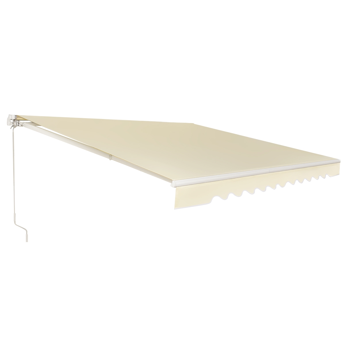 Costway Toldo Retráctil 3 x 2,5 m en Aluminio con Manivela y Poliéster Impermeable de Exterior Beige