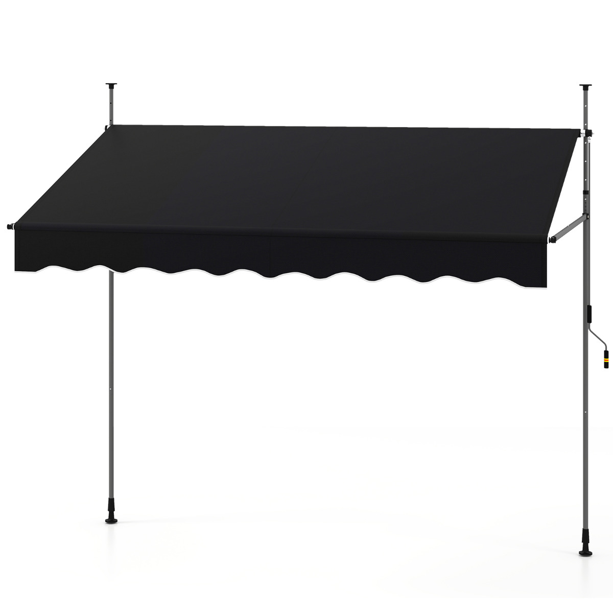 Costway Toldo Retráctil Manual 2/2,5/4 m x 3 m Toldo de Exterior con Altura Ajustable Manivela y Sin Perforación para Ventana Puerta Terraza