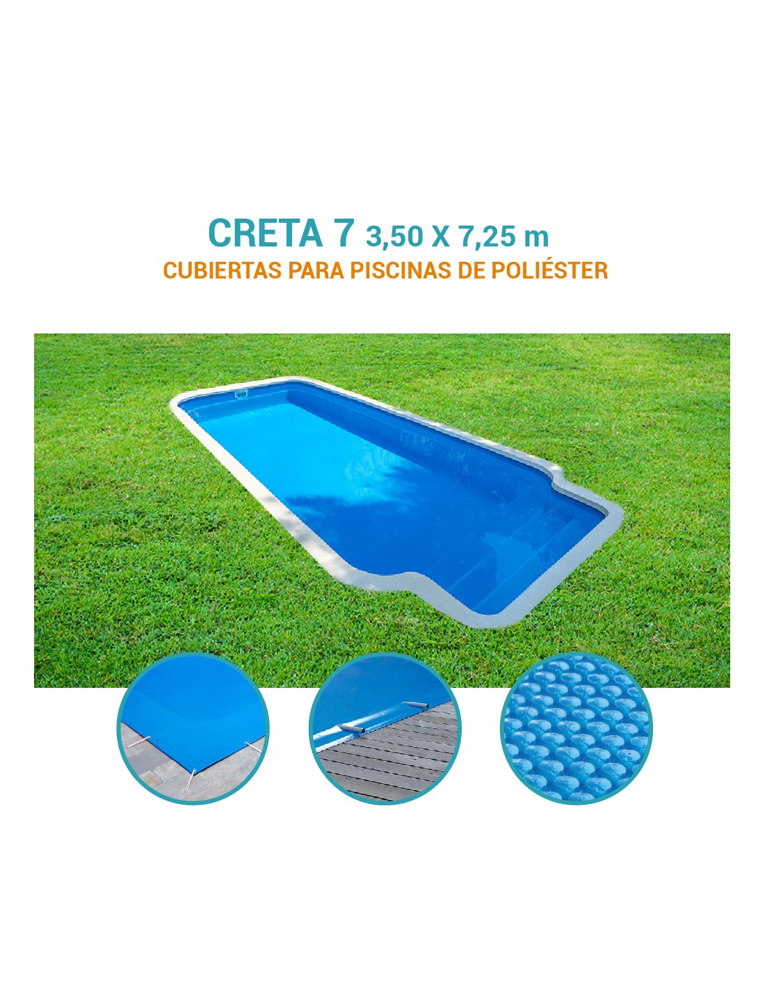 Creta 7| 7,25 x 3,50m | Cubiertas piscina de poliéster DTP