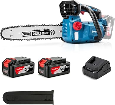 DongCheng Motosierra bateria 20V, Brushless 900W, 25cm de corte, 2×4Ah