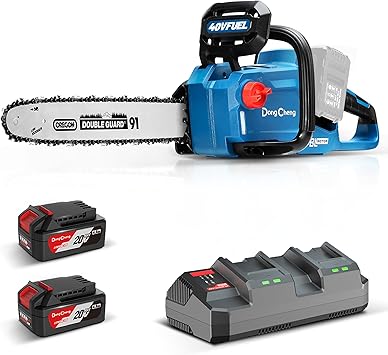 DongCheng Motosierra bateria 40V, Brushless 1600W, 38cm de corte, 2×4Ah