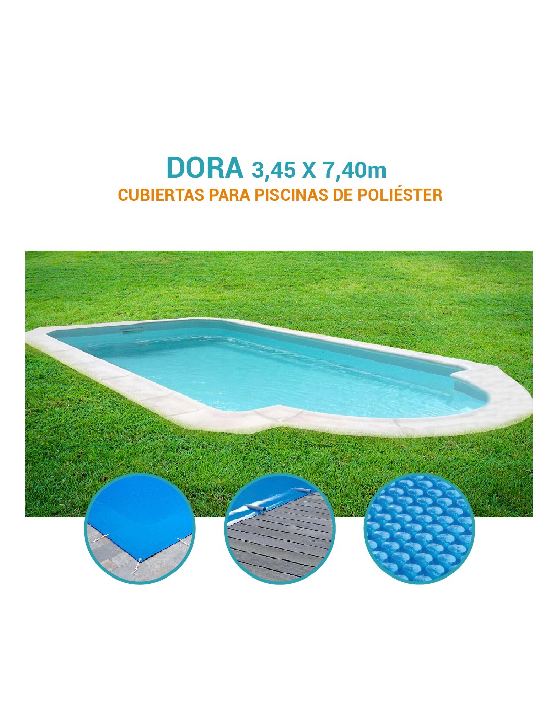 Dora 1 | 3,45 x 7,40m | Cubiertas piscina de poliéster Coinpol