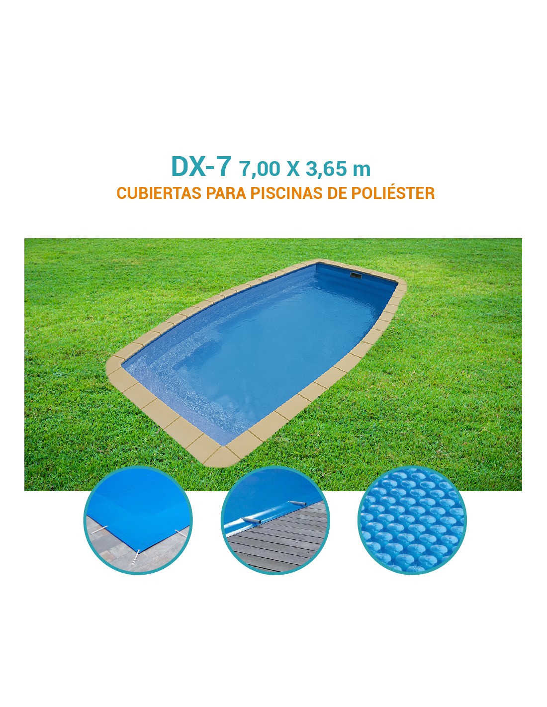 DX-7 | 7,00 x 3,65m | Cubiertas piscina de poliéster Europa