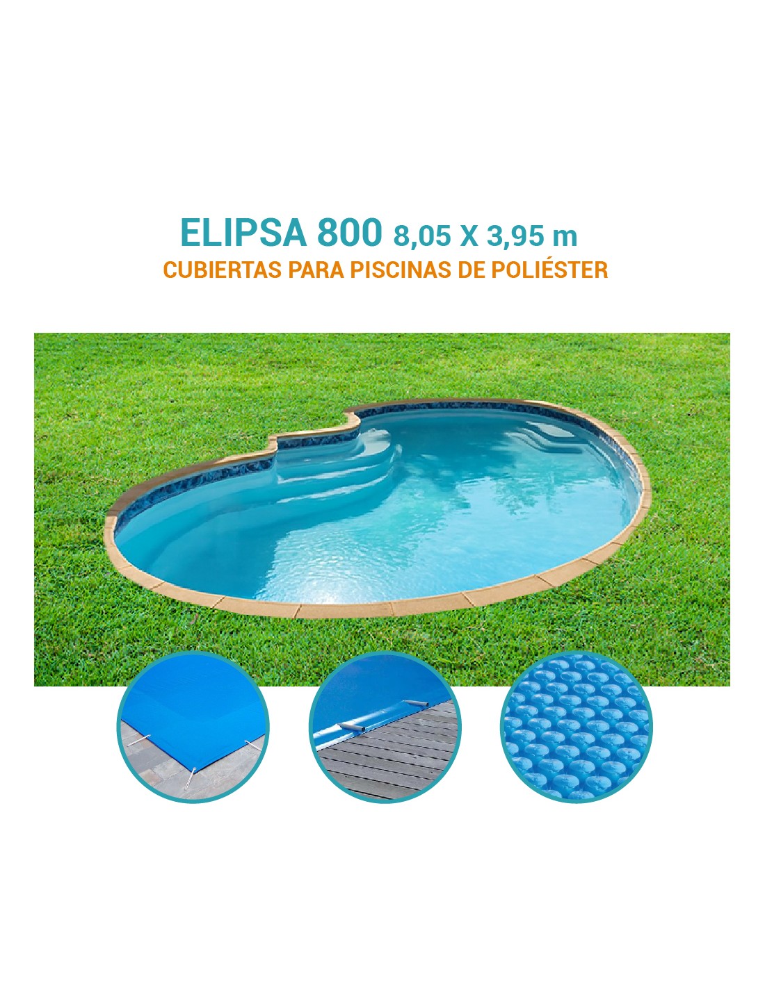 Elipsa | 8,05 x 3,95m | Cubiertas piscina de poliéster Europa