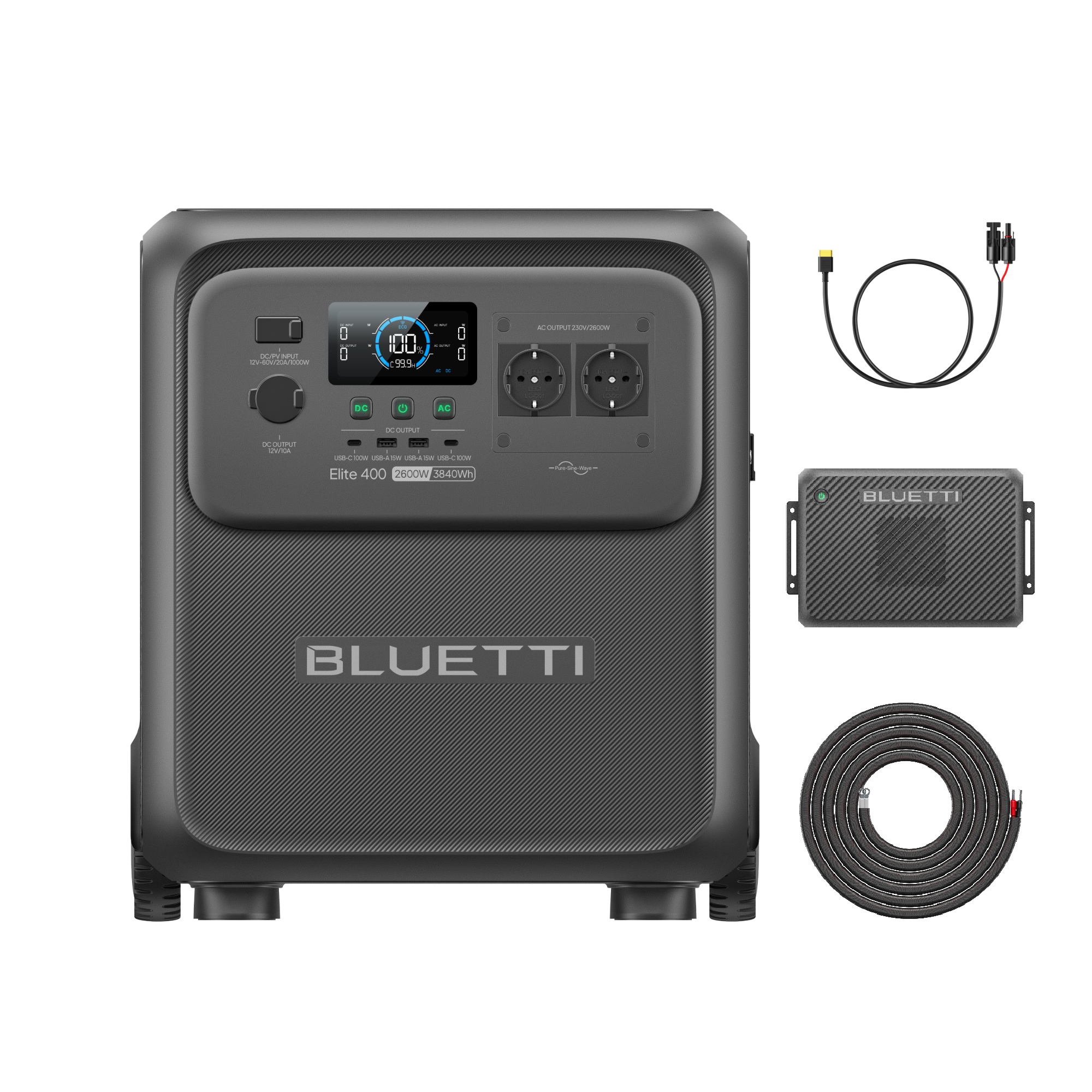 Elite 400+Charger 2 Elite 400+Charger 2 | 2.600 W 3.840 Wh Cargador dual coche + solar de 1.200 W