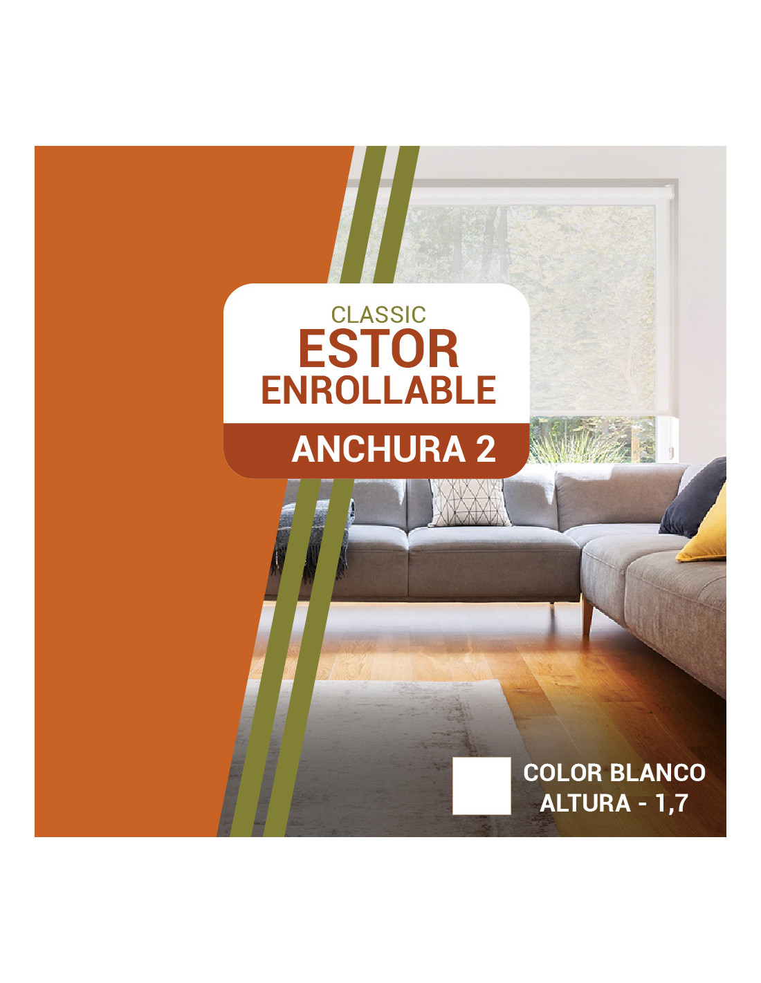 Estor Blanco 24 - 72h | Classic Screen | Ancho 2,0 m - Largo a Elegir