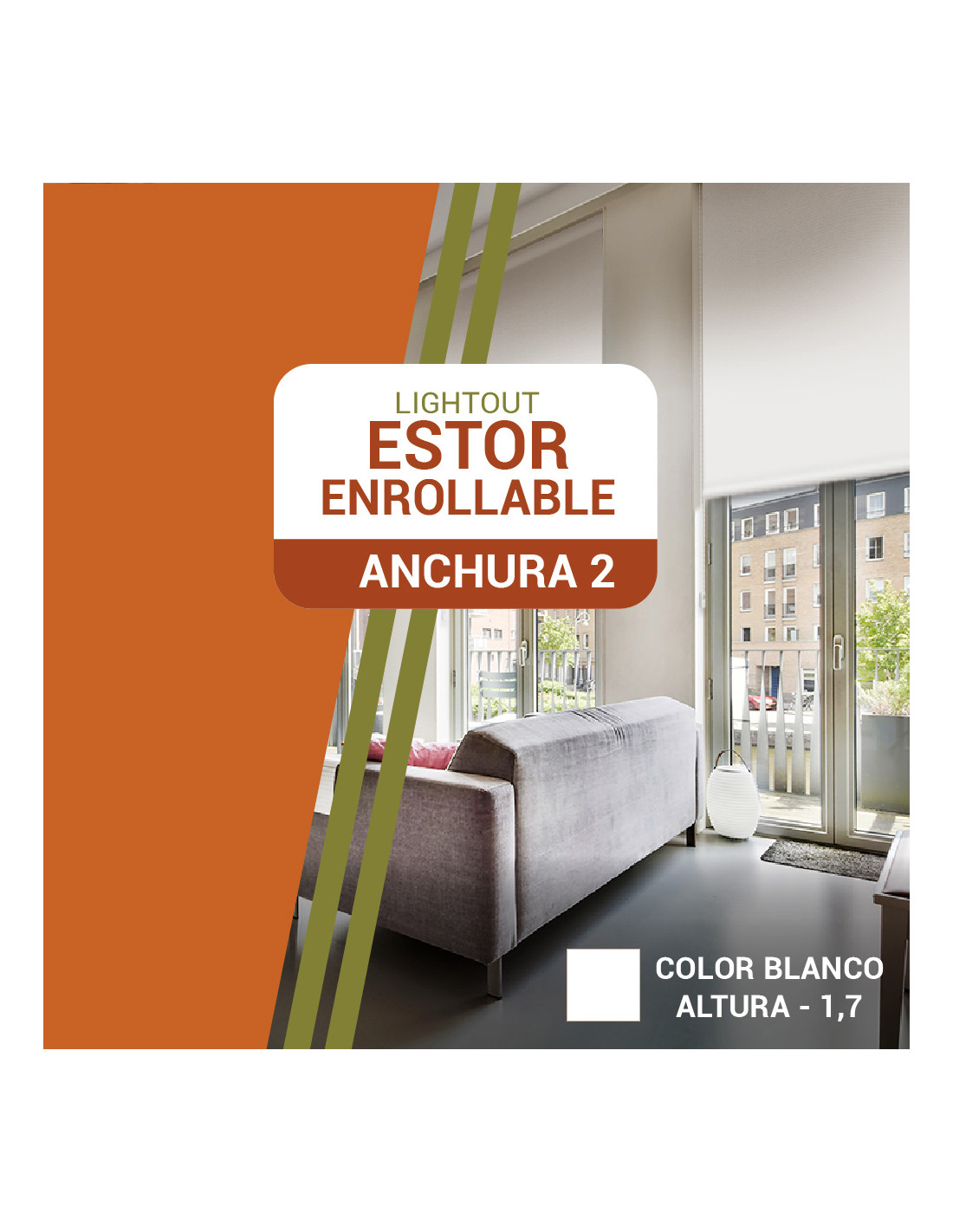 Estor Blanco 24 - 72h | LightOut Opaco | Ancho 2 m - Largo a Elegir