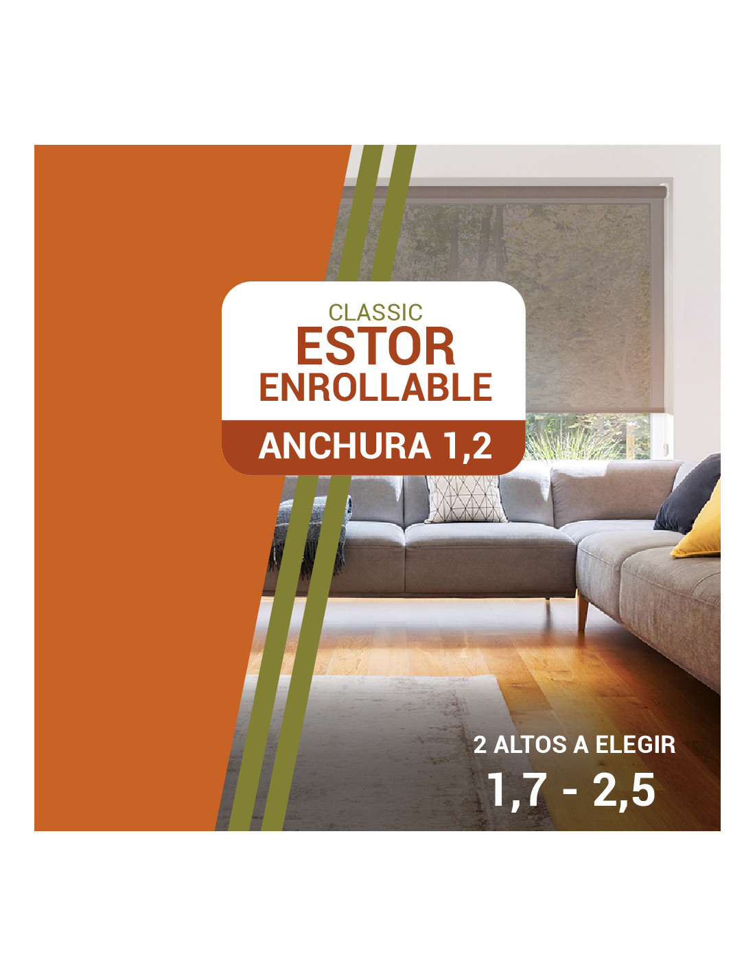 Estor Enrollable Classic Screen | Ancho 1.2 m - Largo a Elegir