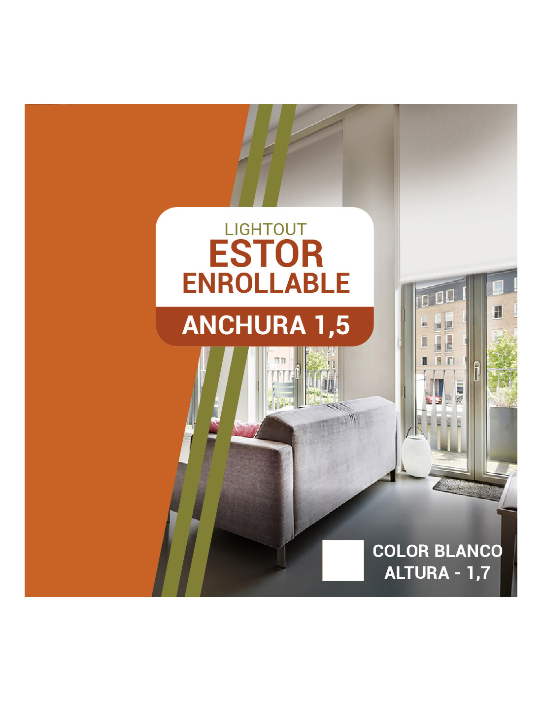 Estor Enrollable LightOut Opaco | Ancho 1,5 m - Largo a Elegir