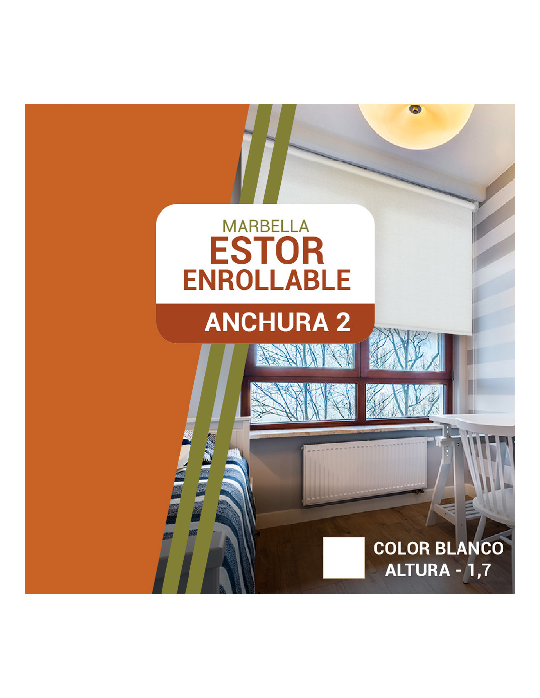Estor Enrollable Marbella Traslúcido | Ancho 2,0 m - Largo a Elegir