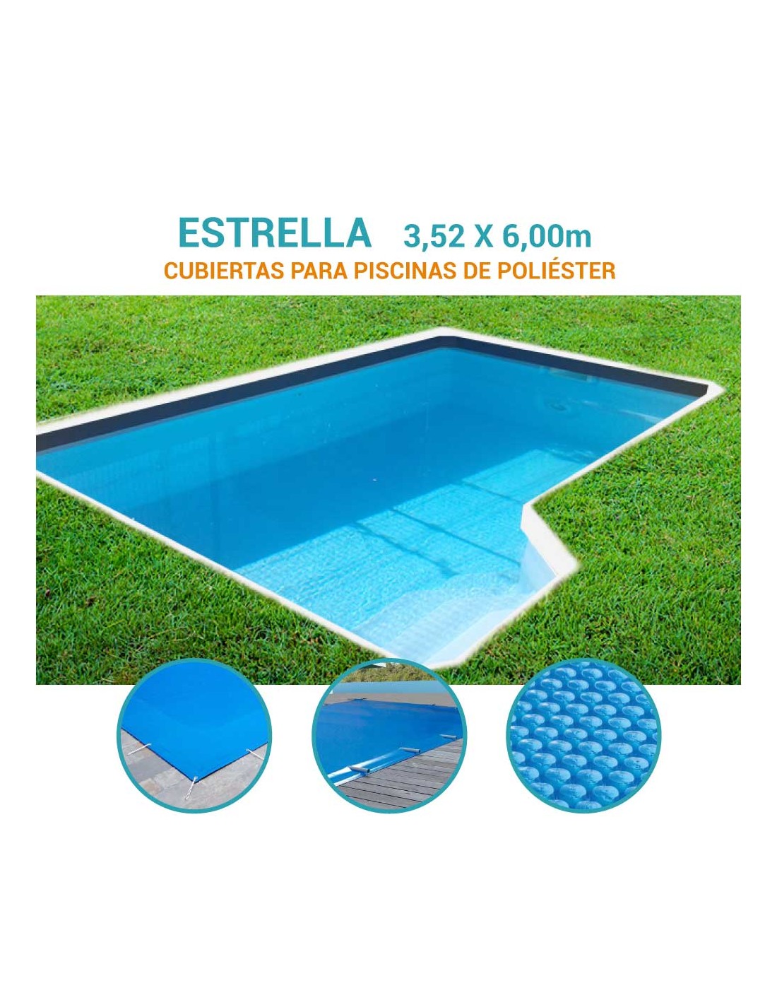Estrella | 3,52 x 6m | Cubiertas piscina de poliéster Norgalicia