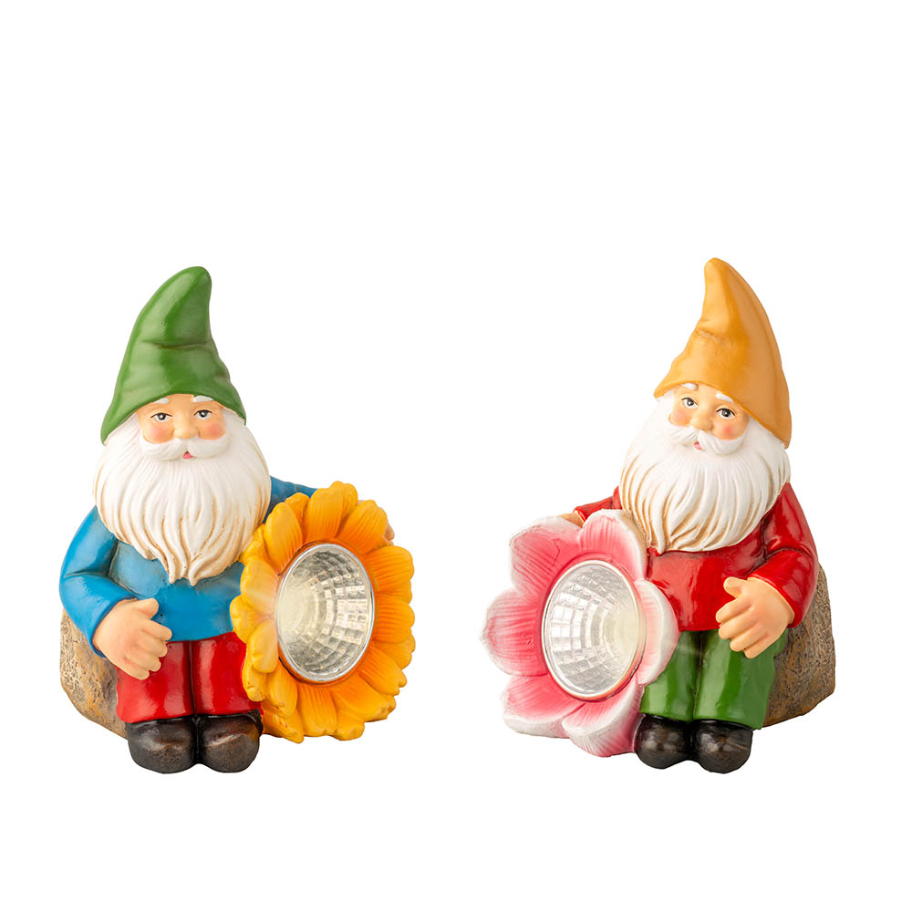 Figura luz solargnomo solar, 2 modelos variados