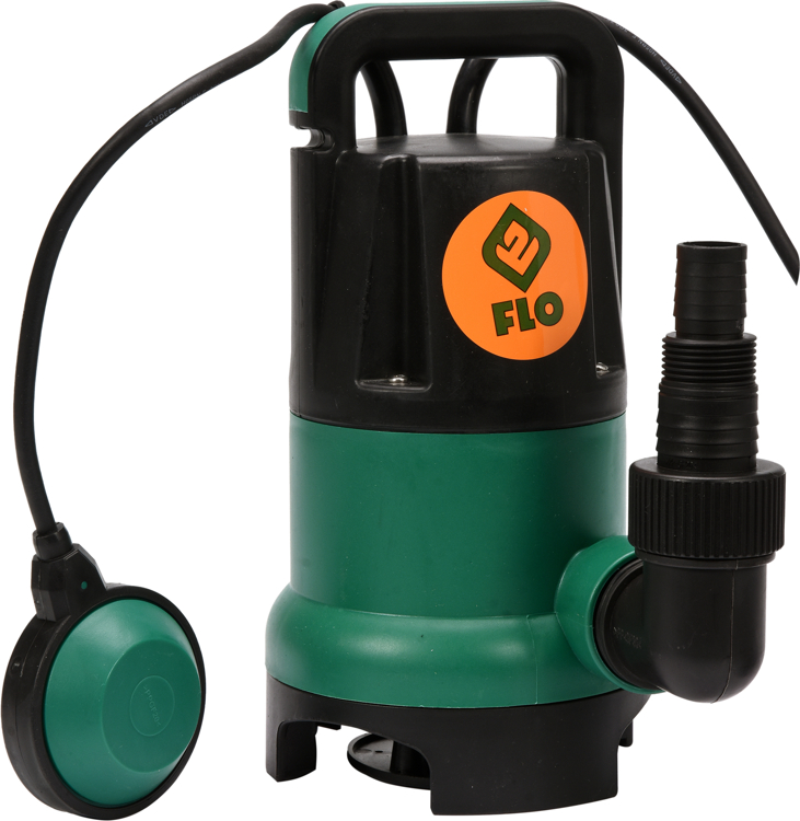Flo 79771, bomba de agua 400 W, protección IPX8, voltaje 230 V, frecuencia 50 Hz, cable de 10 m, ideal para drenaje y riego, 1 pieza.