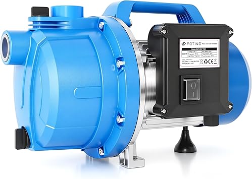 FOTING Bomba de jardín - Bomba eléctrica de agua para riego (1100 W, 230 V/50 Hz, caudal máx. 7200 l/h, presión 4,5 bar, altura máx. 50 m, aspiración 7 m, conexión G1")