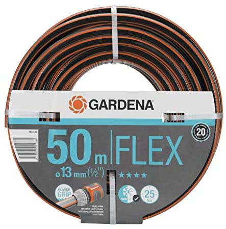 Gardena Comfort Flex Manguera de jardín, 25 Bar, Color Negro/Gris/Naranja, 50 m