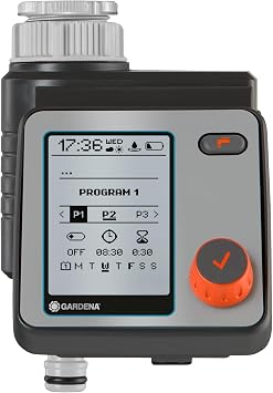 Gardena programador de riego Master: riego automático y en poco tiempo, 6 programaciones, pantalla LCD, interrupción de seguridad (1892-20)