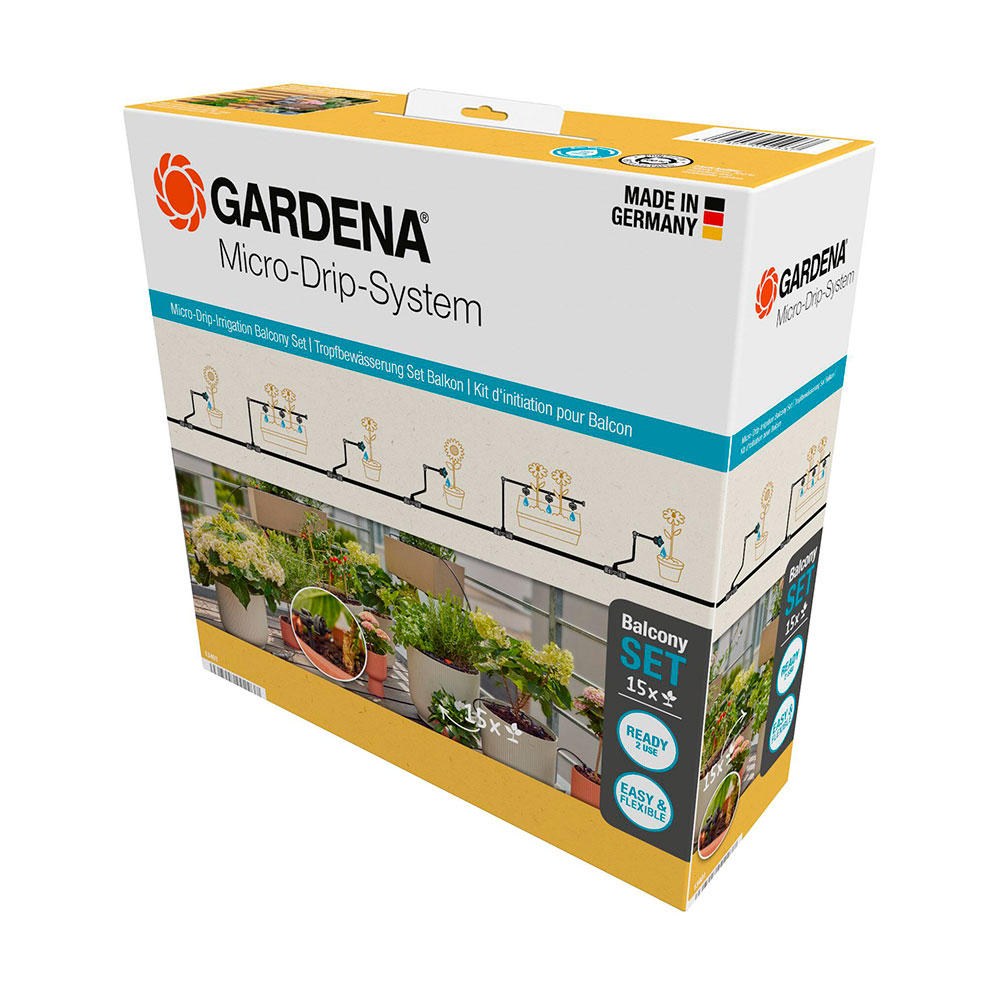 Gardena Set de riego por goteo balcón (15 plantas) 4 piezas