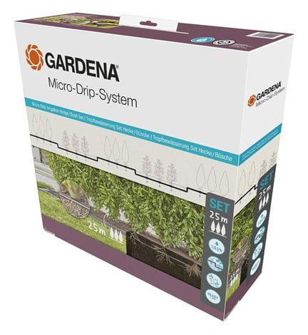 Gardena sistema Micro-Drip set de riego por goteo setos/arbustos (25 m): Set de inicio listo para usar, sistema de riego eficiente, técnica de conexión fácil & flexible (13500-20)