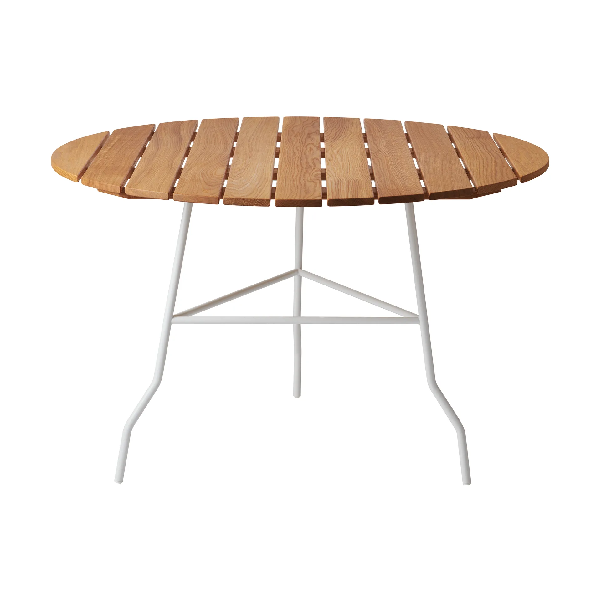 Gärsnäs Mesa Pia Ø110 cm Soporte de acero lacado blanco - roble aceitado