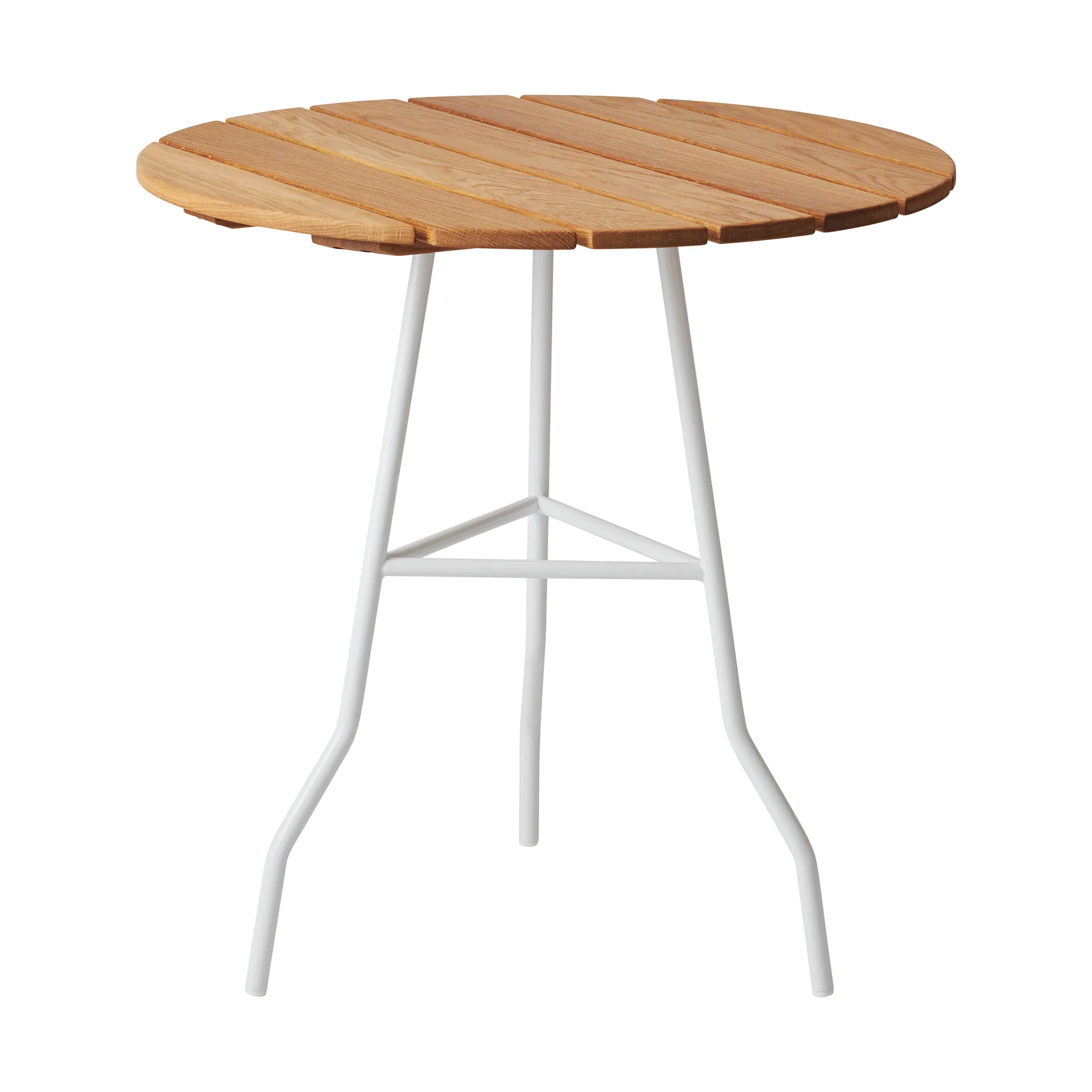 Gärsnäs Mesa Pia Ø70 cm Soporte de acero lacado blanco - roble aceitado