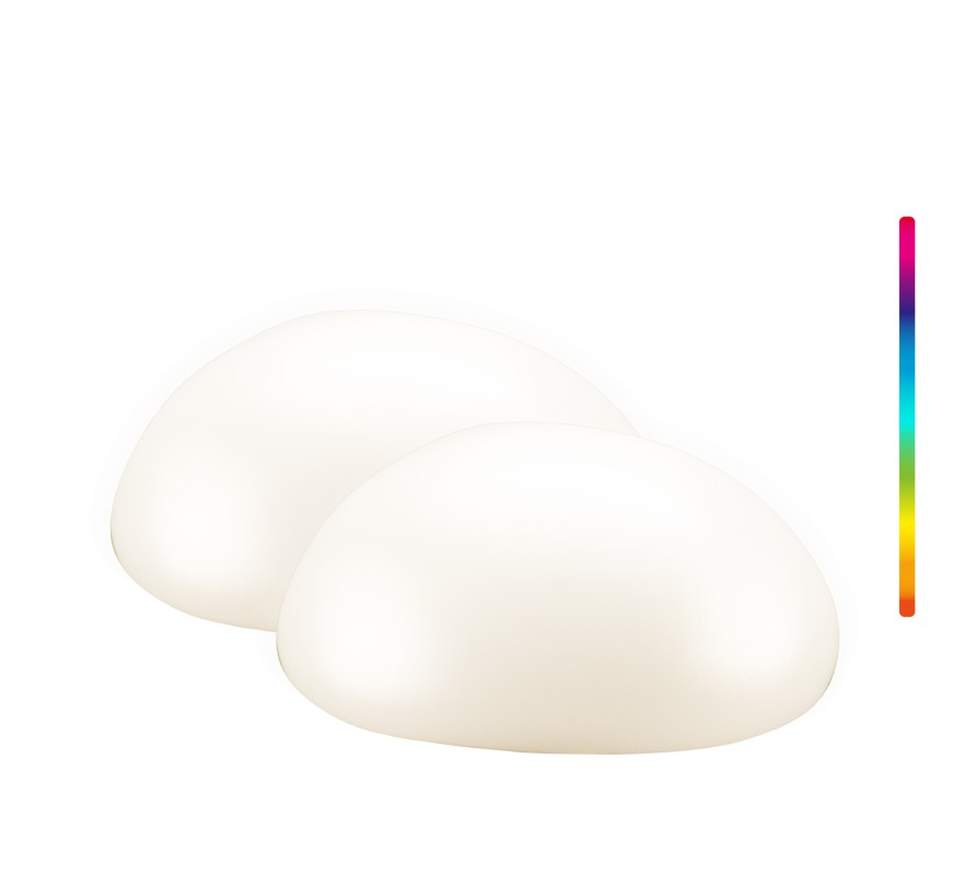 goobay Set de 2 Lámparas solar LED Piedra RGB 24cm para jardín y exterior, esferas IP44 impermeables, luz ambiental con 10 modos, resistente a la intemperie, ideales para terraza y balcón, con estaca