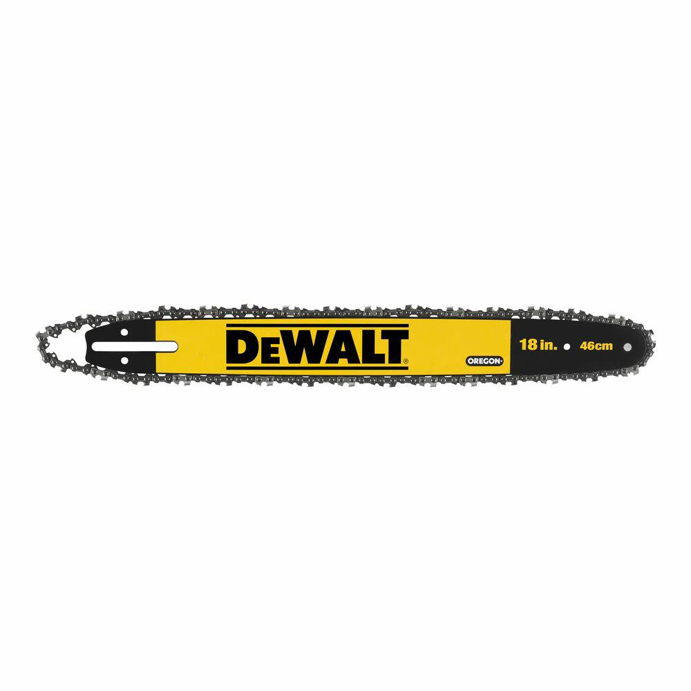 Guía DeWALT DT20661 de 46 cm y cadena para motosierra, alta precisión y rendimiento en cortes de madera, compatible con modelos DeWALT