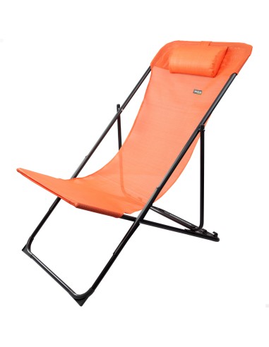 Hamaca plegable jardín multiposición naranja con cojín