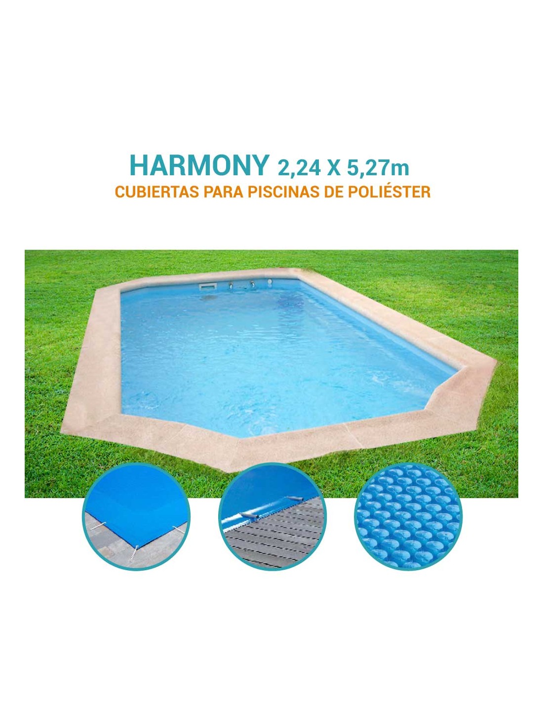 Harmony | 2,24 x 5,27m | Cubiertas piscina de poliéster Prodofibra