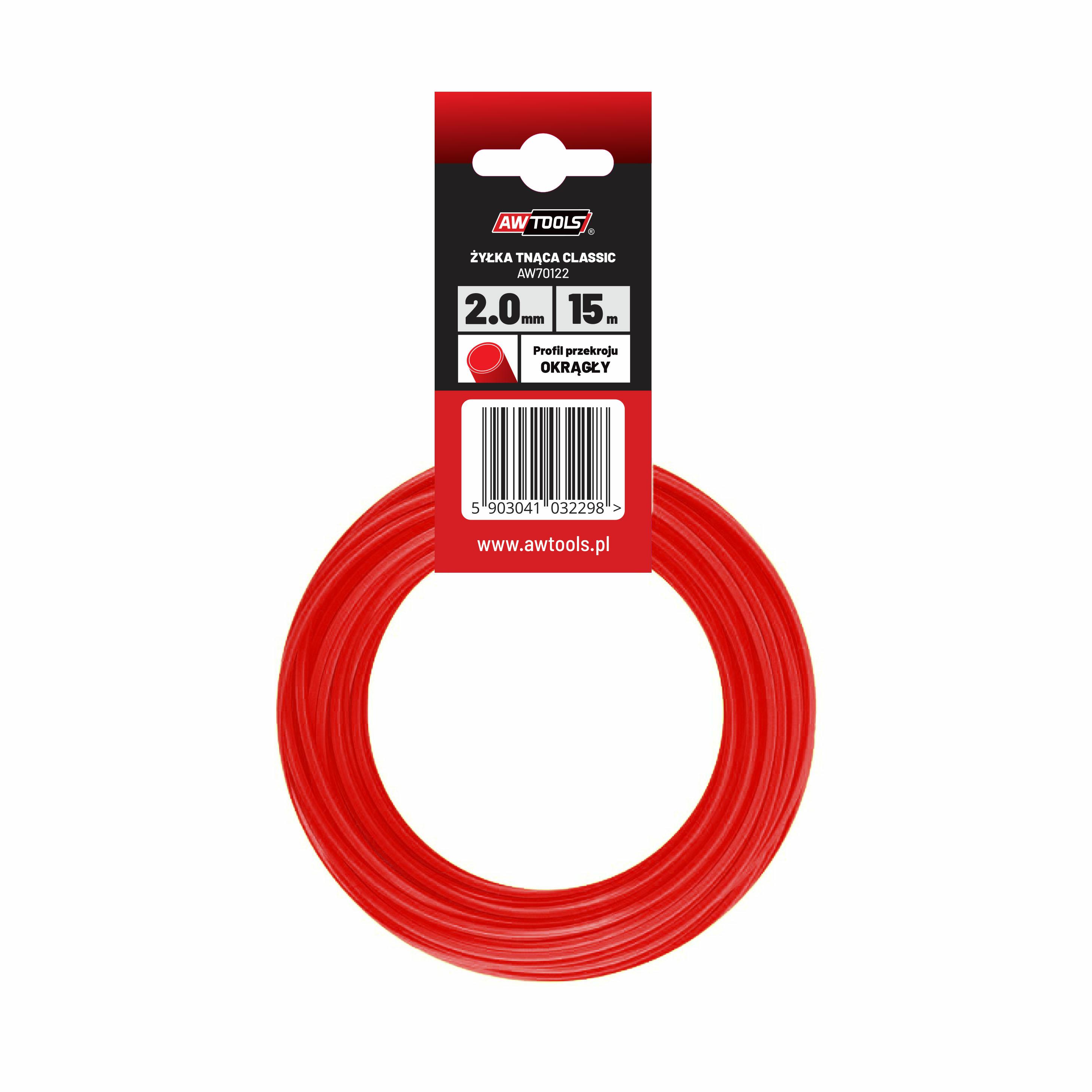 Hilo cortador Awtools, modelo Classic 2,7x15m, tipo redondo, ideal para desbrozadoras, corte eficiente de césped, material duradero, fácil de usar, alto rendimiento y resistencia.