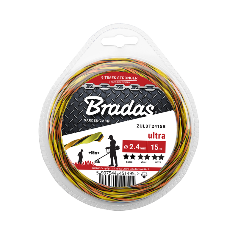 Hilo de corte para desbrozadora, Ultra L3 Twist, modelo 1,6 mm x 15 m blister, uso en jardinería, corte trenzado silencioso, alta precisión y resistencia