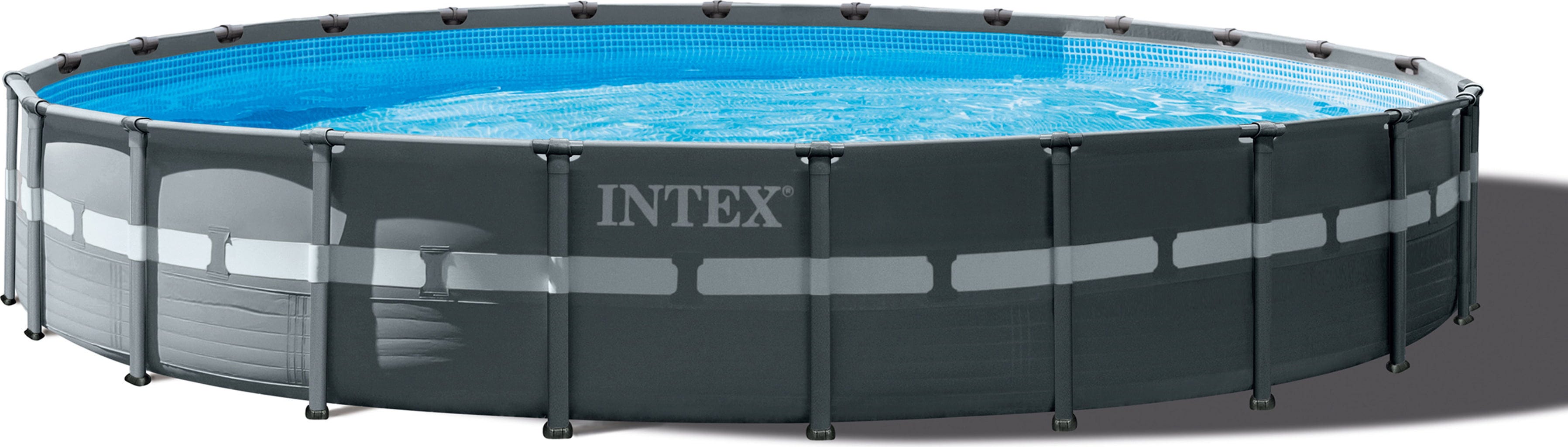 Intex Frame Pool Ultra Rondo XTR Ø 732 x 132 cm - Set mit Sandfilteranlage, Sicherheitsleiter, Abdeckplane, Bodenschutzplane & allen Anschlüssen