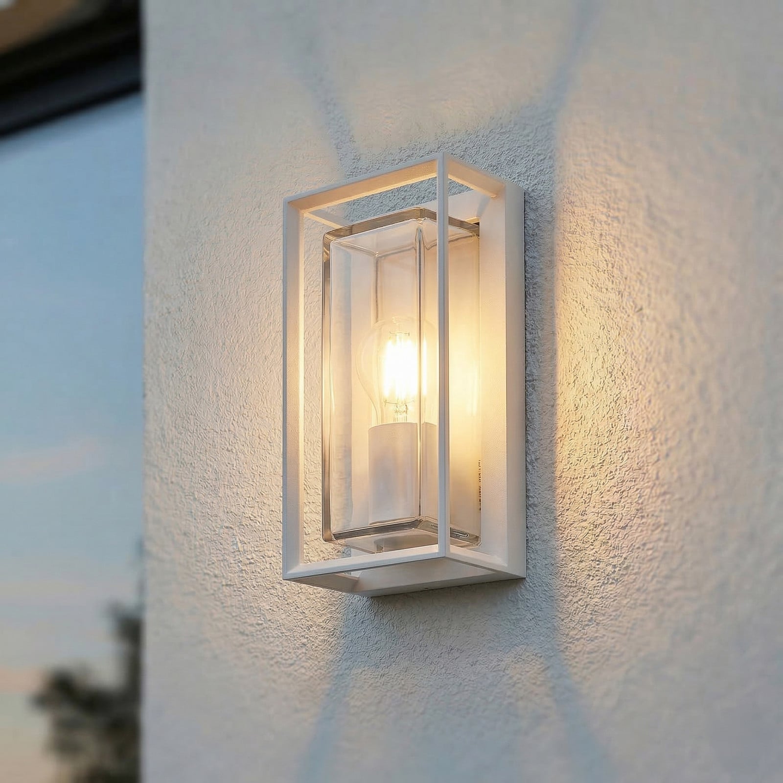 Ismera aplique de exterior IP65 blanco cristal E27 - Arcchio - Balcón - Moderno - Aluminio - Angular