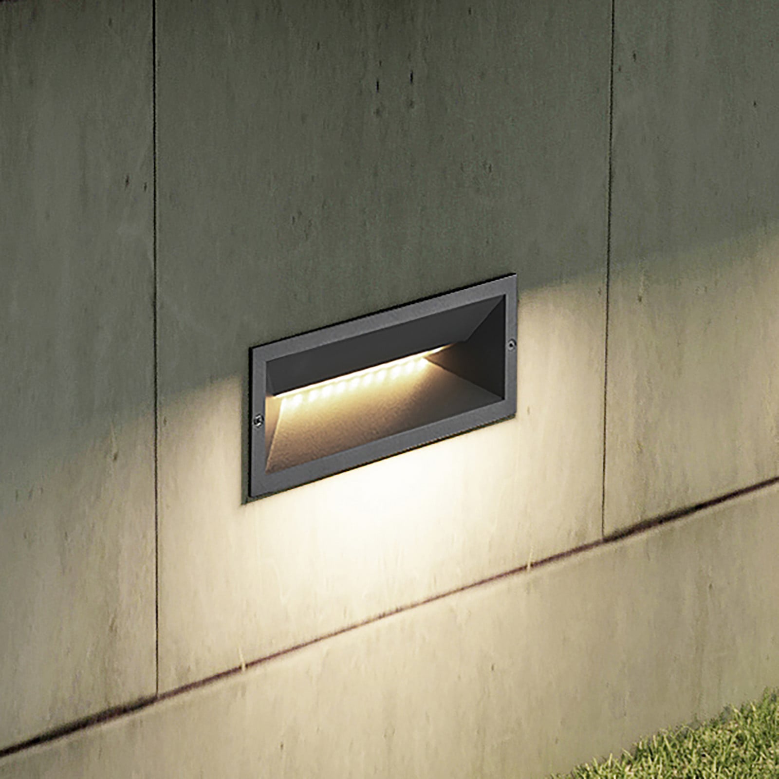 Jaano LED Exterior Luz de Pared Empotrada Antracite - Lucande - Balcón - Moderno - Metal - Angular