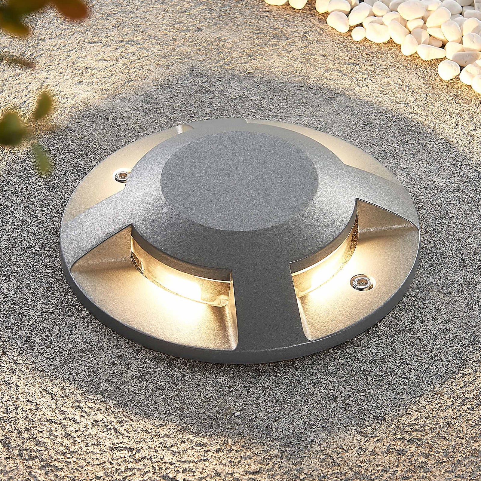 Jeffrey foco LED de suelo plateado 4 salidas de luz - Lucande - Moderno - Metal