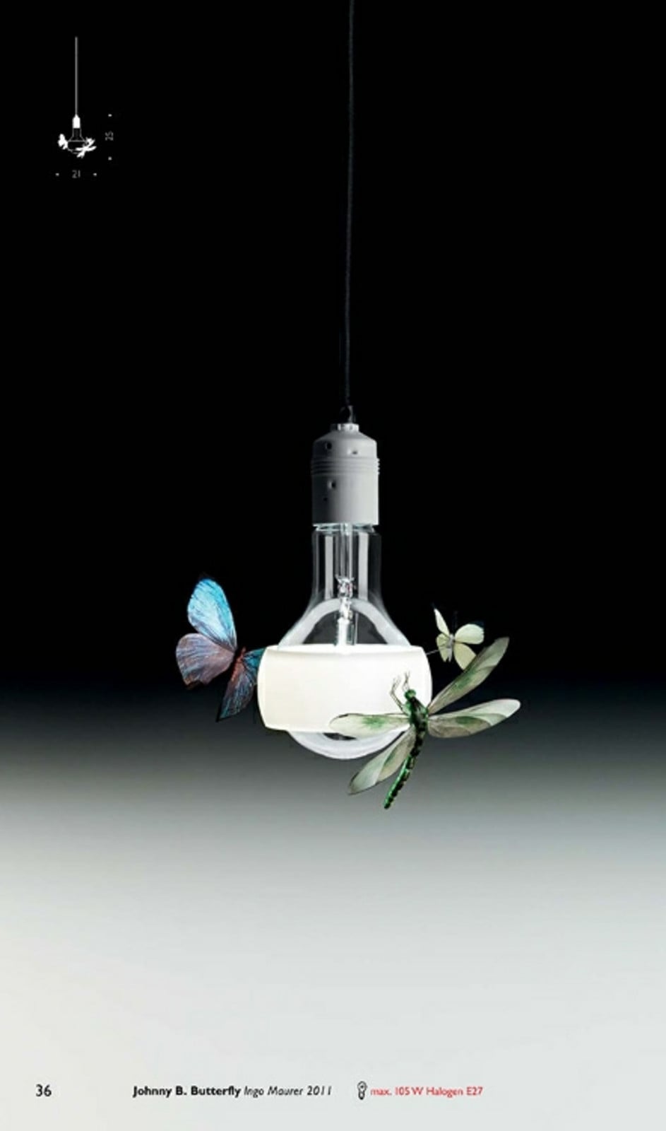 Johnny B. Butterfly Lámpara Colgante 170cm White - Ingo Maurer - Sala de estar / salón - Vidrio
