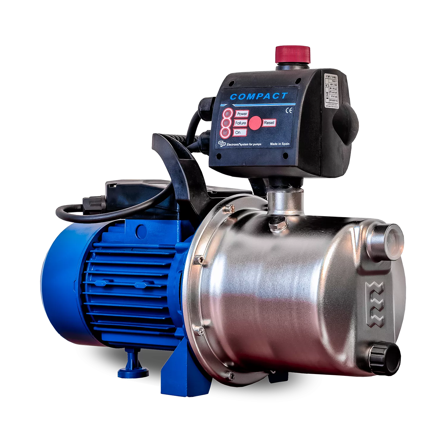 JPV 1500 INOX Automatic Bomba de jardín, con impulsor y carcasa de acero inoxidable, 1500 W, 6.300 l/h, 4,8 bar