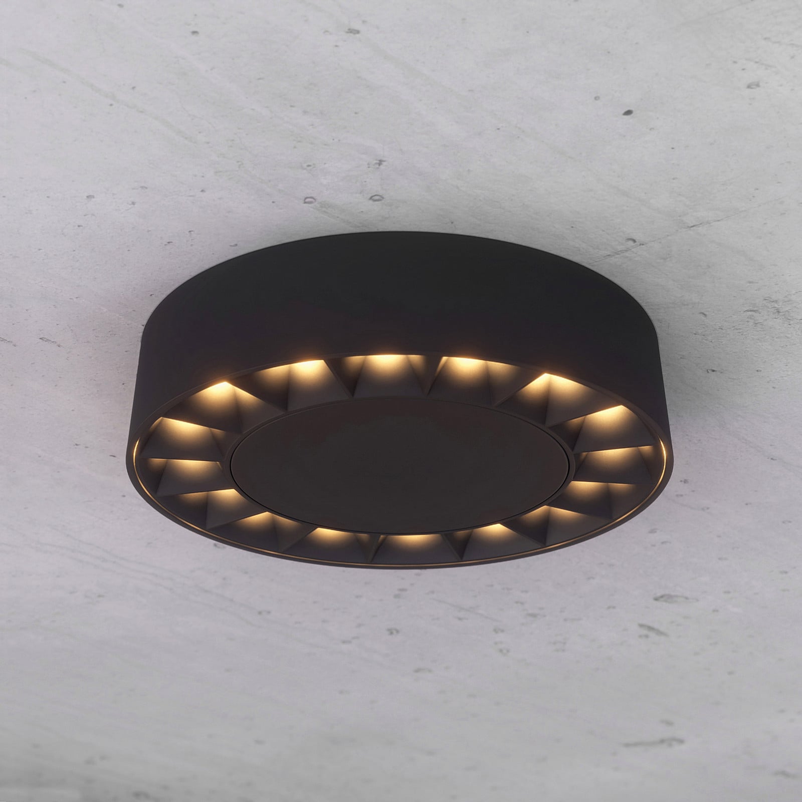 Kelissa LED Round Lámpara de Techo Exterior IP65 Black - Lucande - Cuarto de baño - Moderno - Metal - Redonda