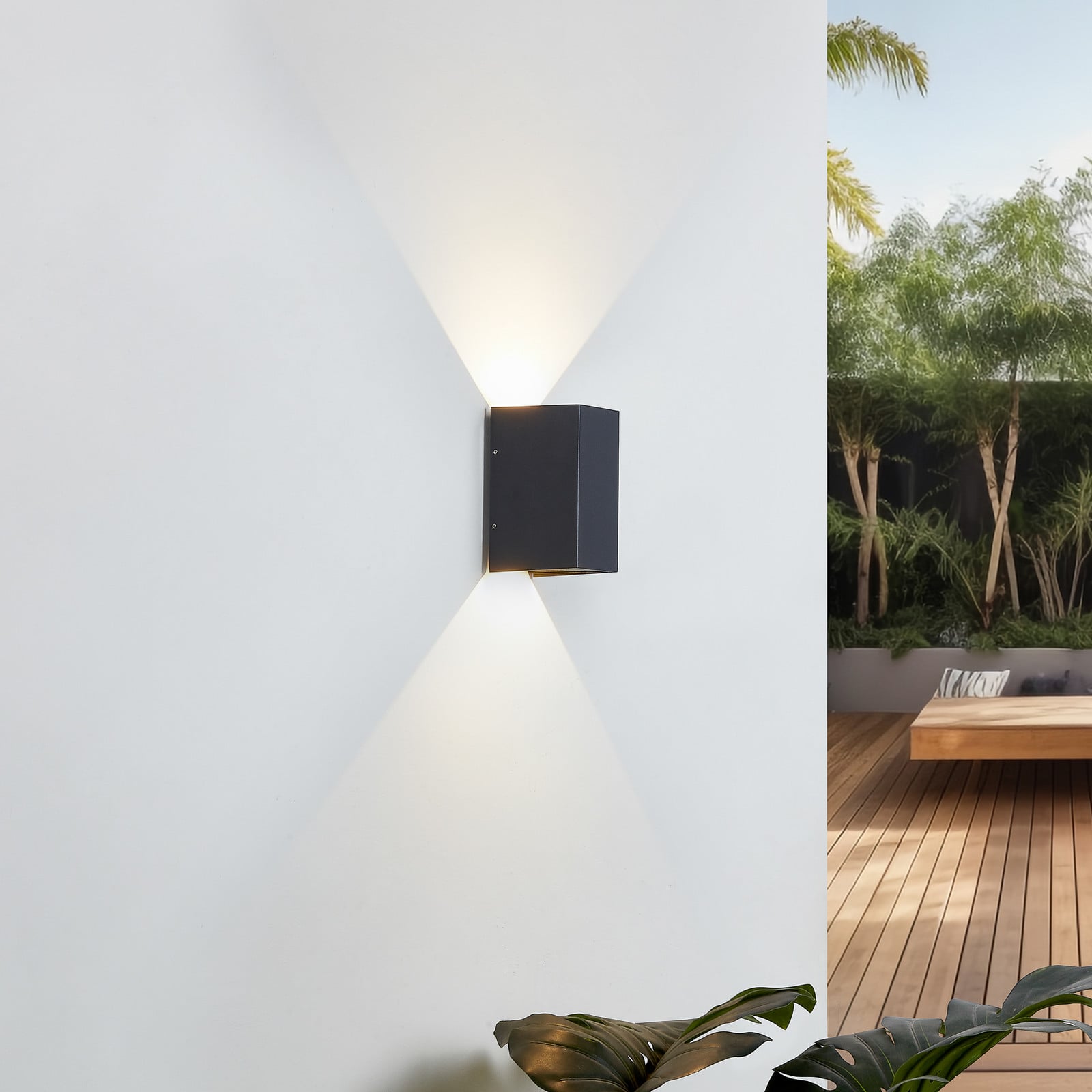 Kimian Udendørs Aplique de Pared Dark Grey - Lucande - Terraza - Moderno - Metal - Angular