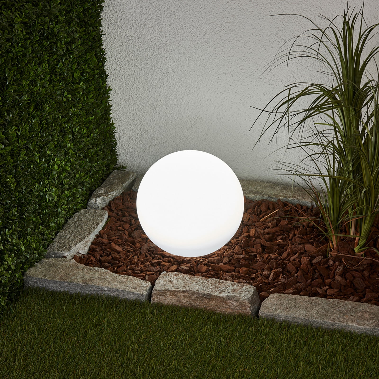 Lago Lámpara Solar Ø25 White - Lindby - Terraza - Moderno - Plástico - Globo