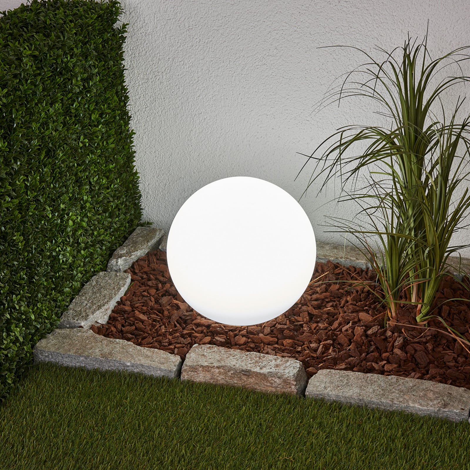 Lago Lámpara Solar Ø30 White - Lindby - Terraza - Moderno - Plástico - Globo