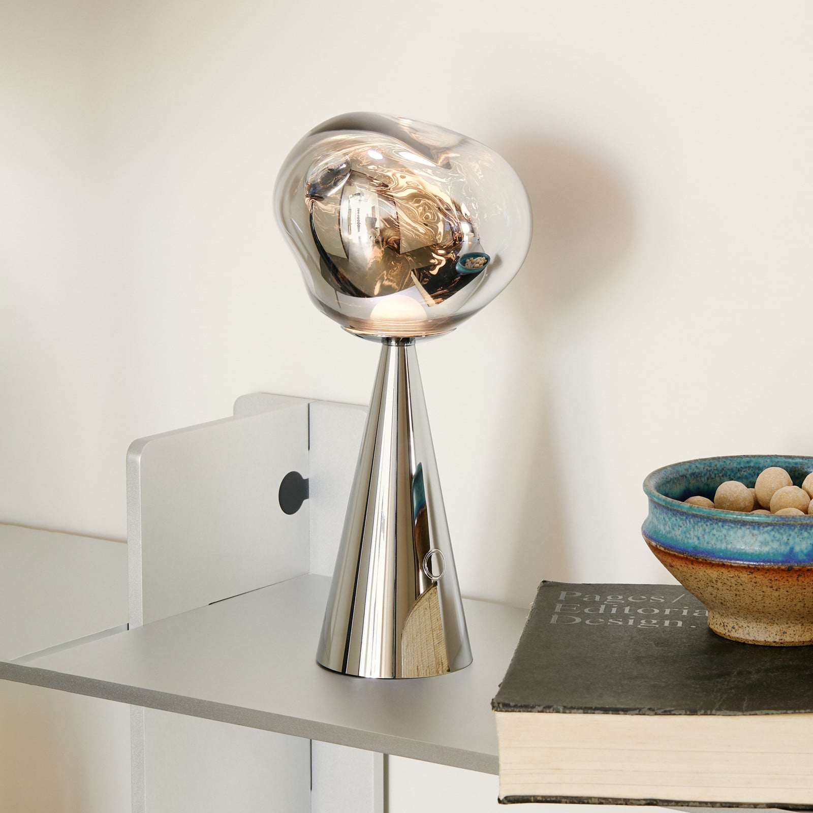 Lámpara de mesa Melt Portable Silver - Tom Dixon - Dormitorio - Diseño - Plástico