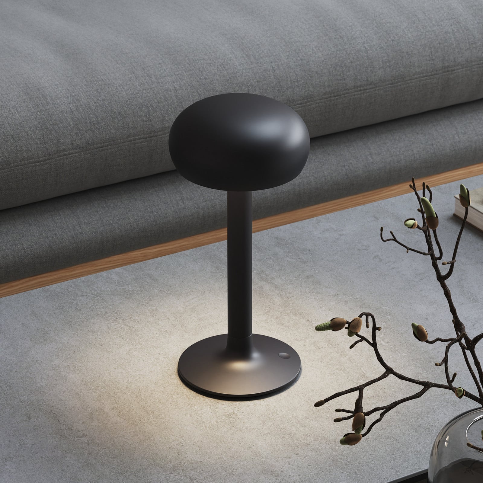Lámpara de mesa portátil Emendo Black - PLEASE WAIT to be SEATED - Sala de estar / salón - Moderno - Aluminio - Con pantalla
