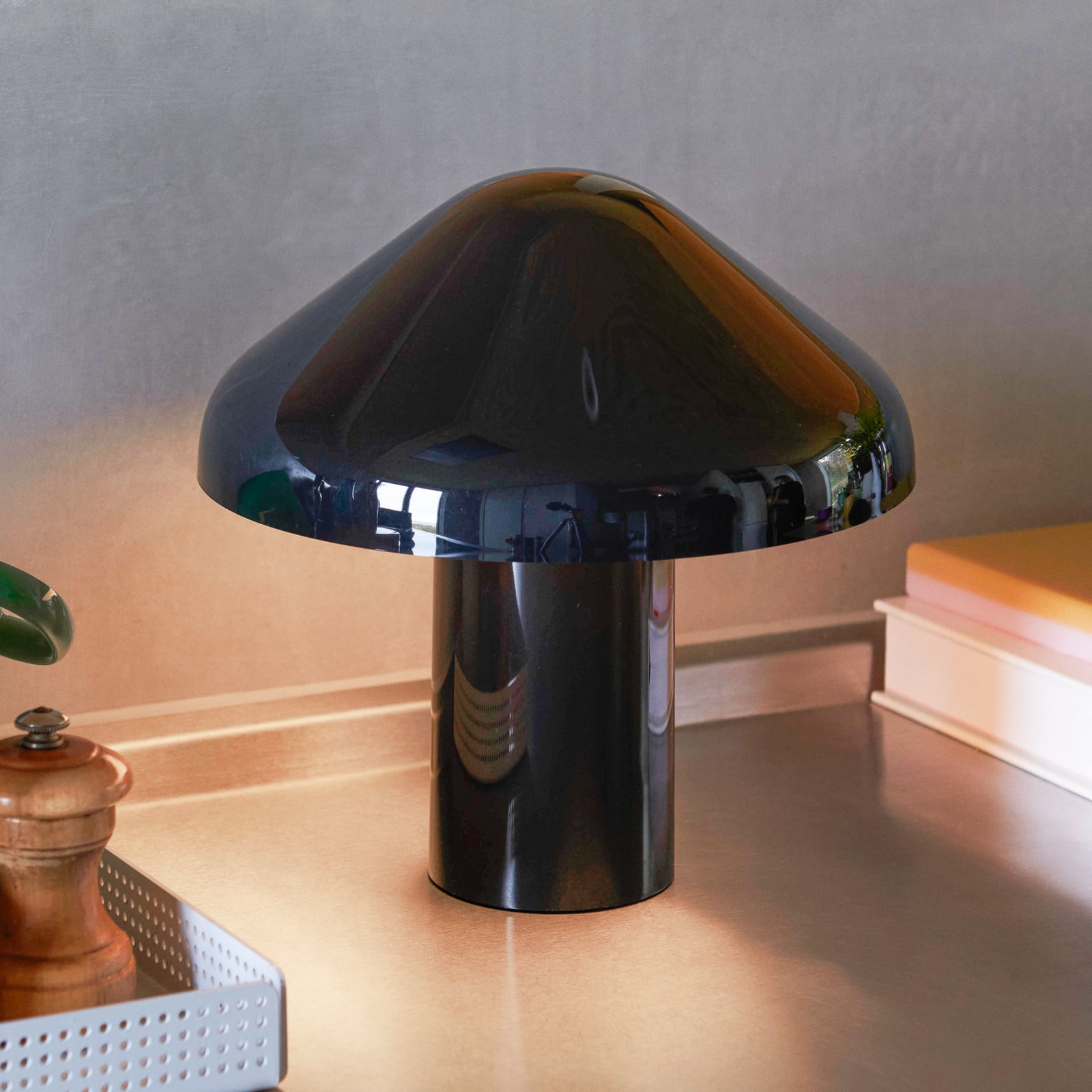 Lámpara de mesa portátil Pao Soft Black - HAY Pao Portable - Sala de estar / salón - Diseño - Plástico - Con pantalla