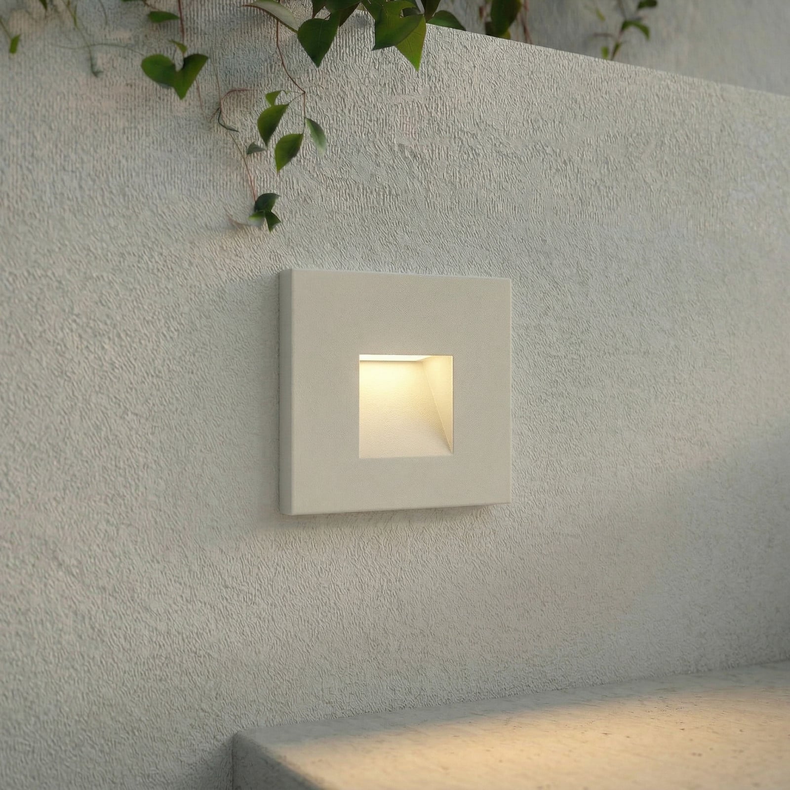 Lámpara de pared LED empotrable Alune, angular, blanca, IP65, 8 x 8 cm - Lindby - Moderno - Aluminio