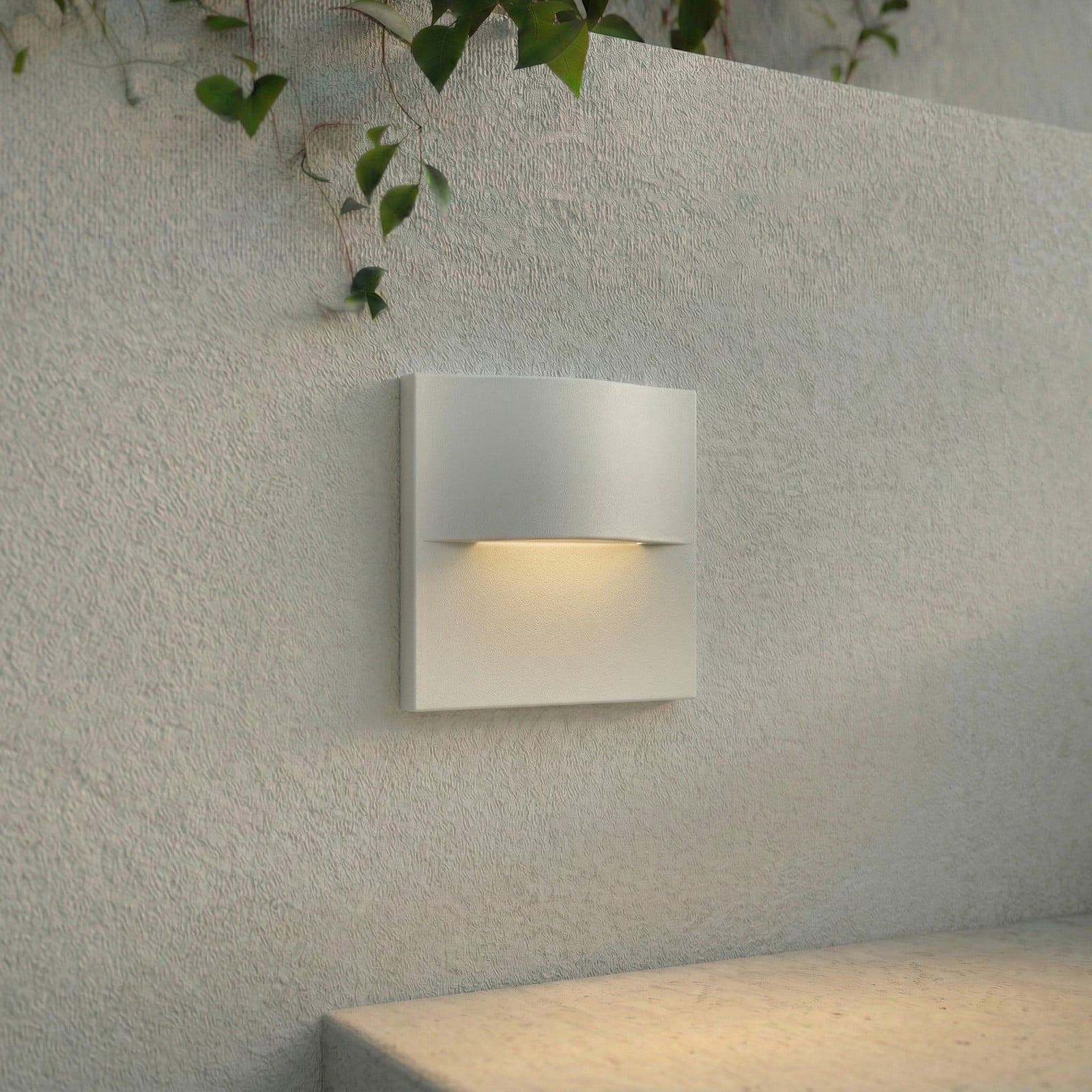 Lámpara de pared LED empotrable Alune, curvada, blanca, IP65, 8 x 8 cm - Lindby - Moderno - Aluminio - Angular